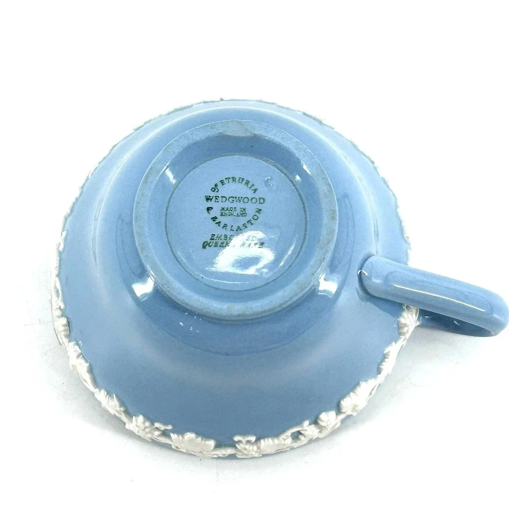 Wedgwood Etruria Queensware Blue Lavender Embossed Grapevine Smooth Edge Tea Cup